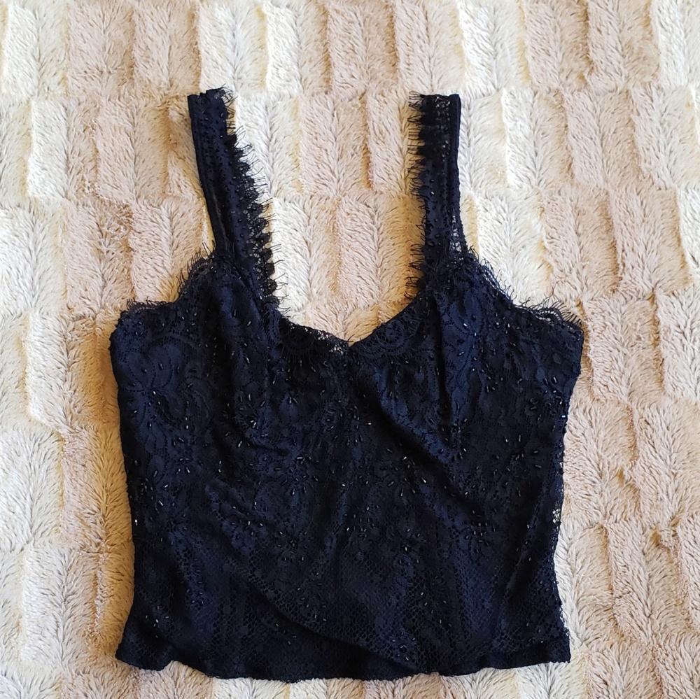ONLY‎ HEARTS BLACK BEADED TOP..SIZE L